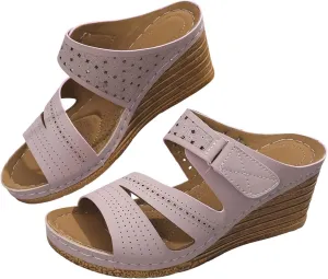 Women's Summer Hollow Sandals Dressy Arch Support Open Toe Breathable Silppers Beach Comfortable Walking Shoes