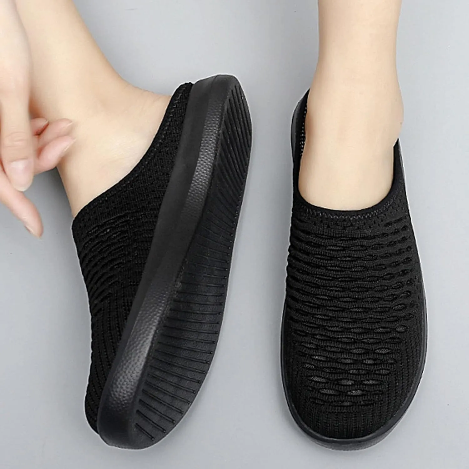 Women's Walking Mules Lightweight Garden Clogs Breathable Mesh Driving Sneakers Comfortable Soft Loafer Walking Shoes