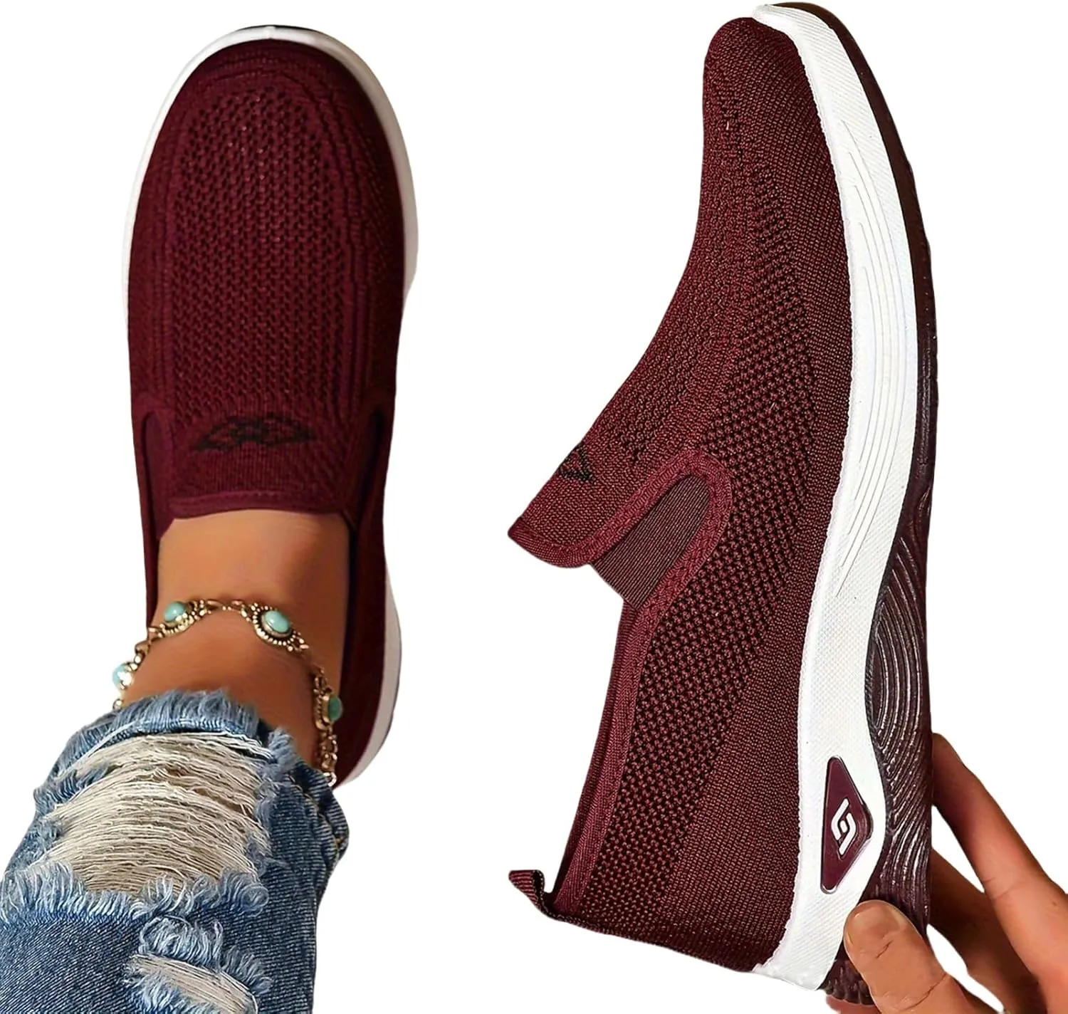Women's Walking Shoes Slip On Comfort Orthopedic Breathable Go Walking Mesh Athletic Running Sneakers Shoes