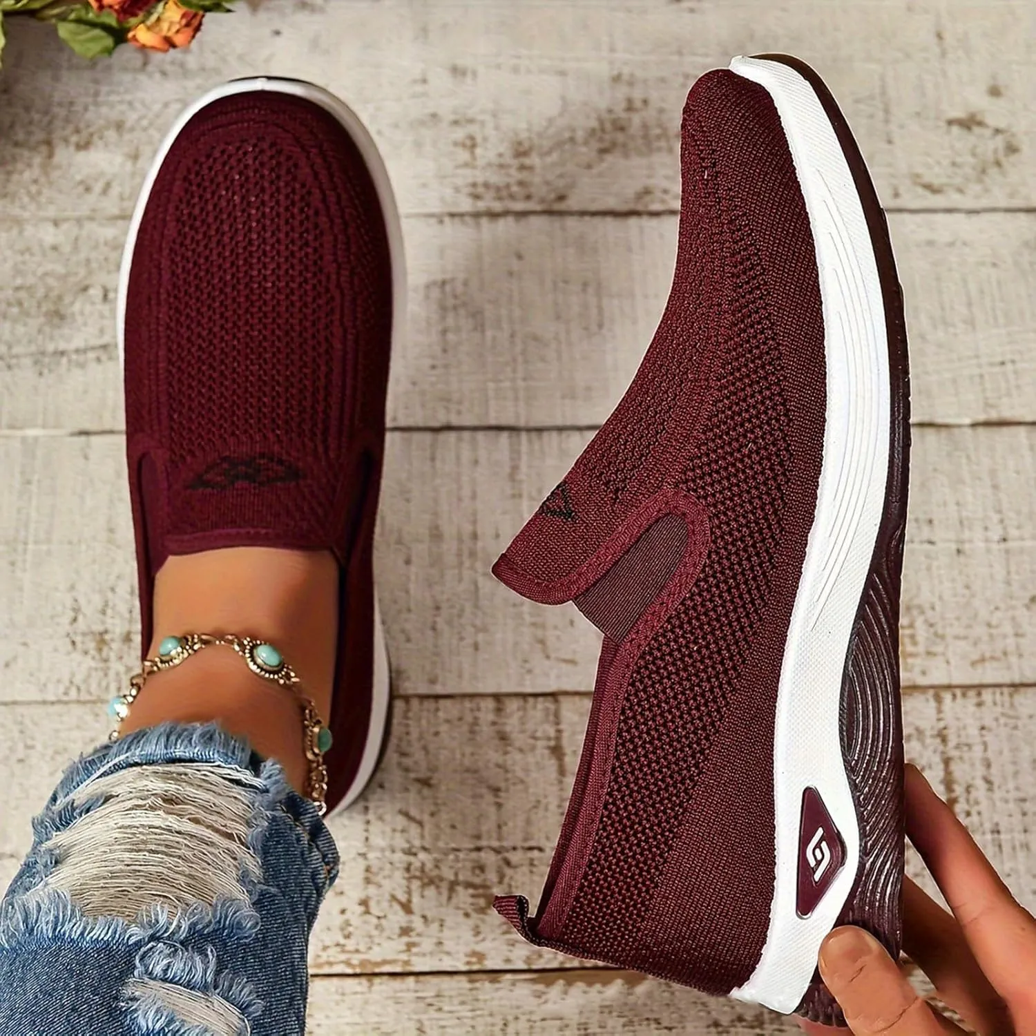 Women's Walking Shoes Slip On Comfort Orthopedic Breathable Go Walking Mesh Athletic Running Sneakers Shoes