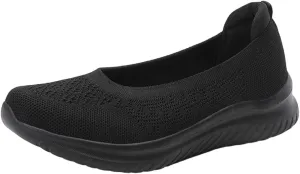Womens Woven Breathable Sneakers Solid Color Slip-in Casual Soft Walking Running Shoes Comfortable Tennis Shoes Flat Bottom Non Slip Summer Spring Ladies Shoe
