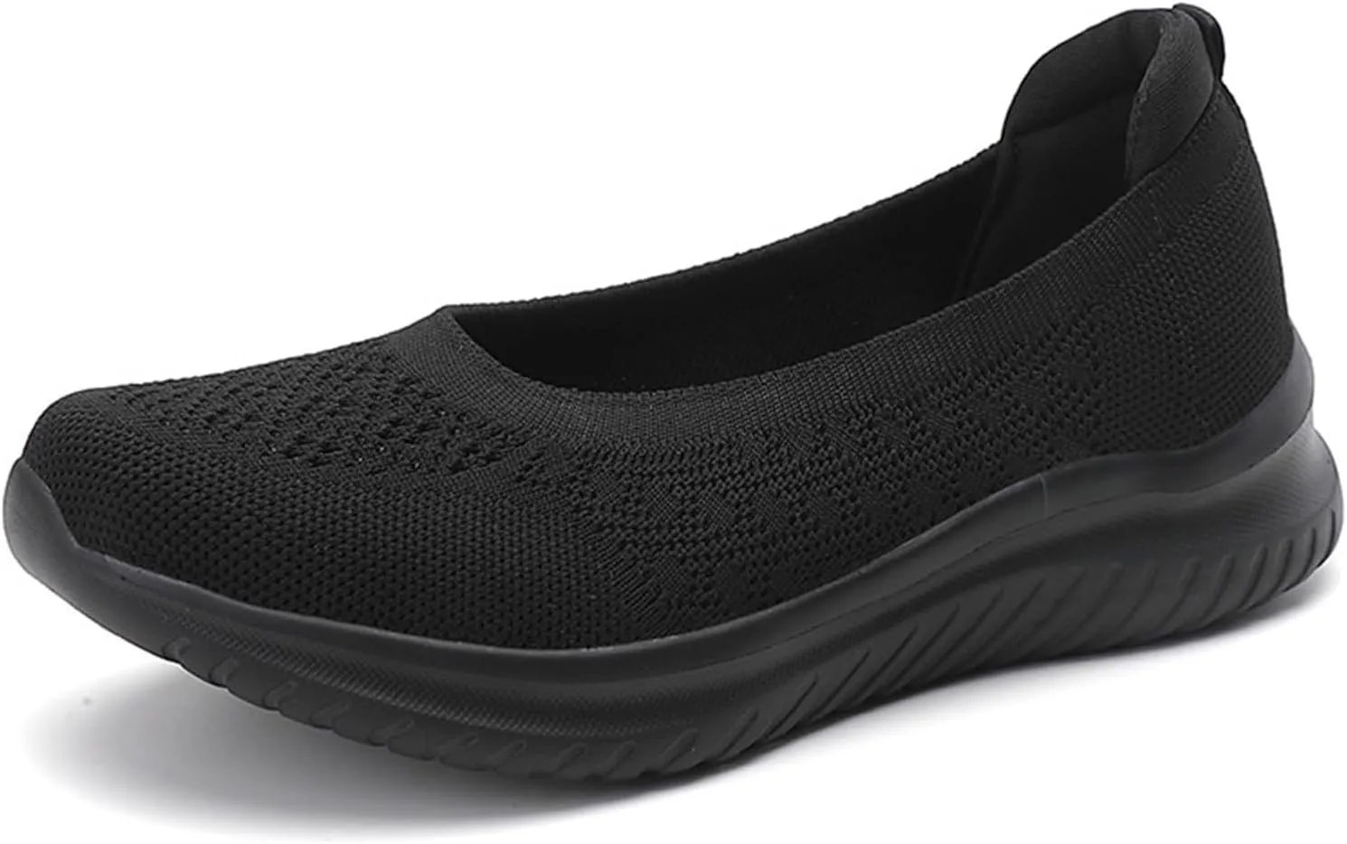 Womens Woven Breathable Sneakers Solid Color Slip-in Casual Soft Walking Running Shoes Comfortable Tennis Shoes Flat Bottom Non Slip Summer Spring Ladies Shoe