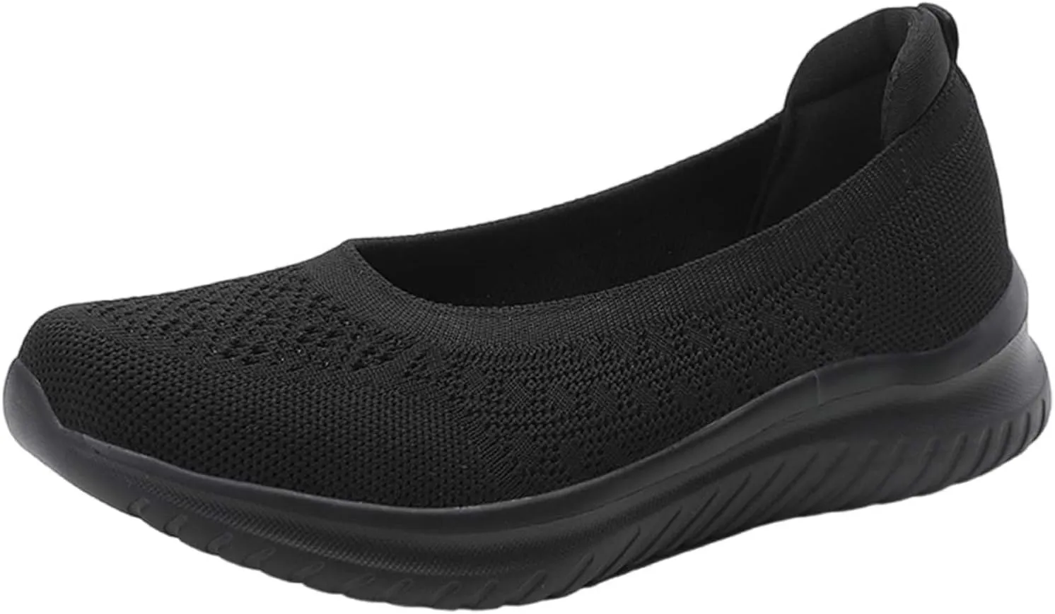 Womens Woven Breathable Sneakers Solid Color Slip-in Casual Soft Walking Running Shoes Comfortable Tennis Shoes Flat Bottom Non Slip Summer Spring Ladies Shoe