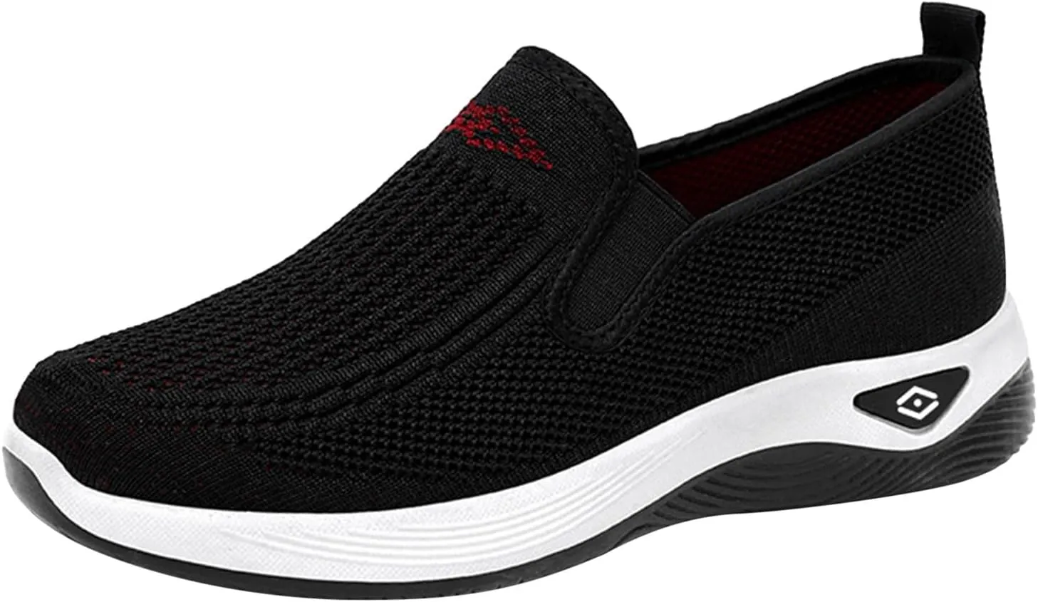 Women's Woven Orthopedic Breathable Soft Shoes Comfortable Wide Width Walking Shoes Slip On Arch Support Walking Flying Sneakers