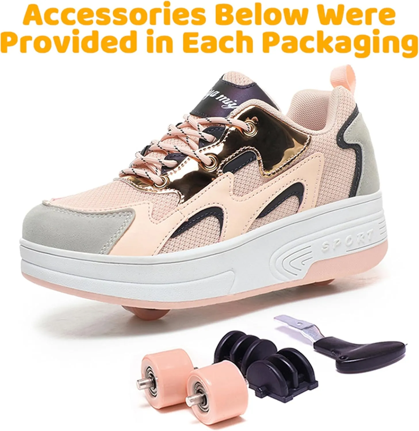 Wooowyet Roller Skate Shoes for Kids Boys Girls Rechargealbe Wheels Sneakers Fashion Roller Wheeled