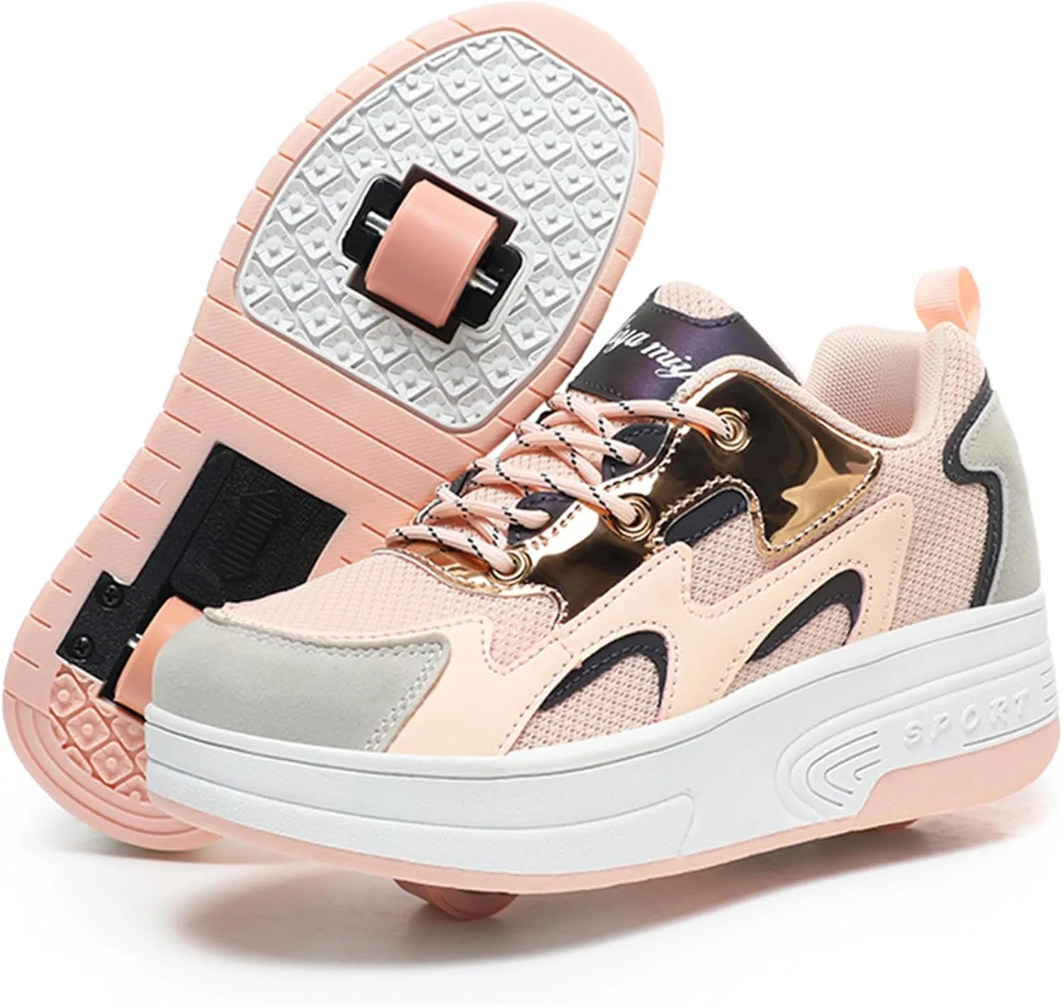 Wooowyet Roller Skate Shoes for Kids Boys Girls Rechargealbe Wheels Sneakers Fashion Roller Wheeled