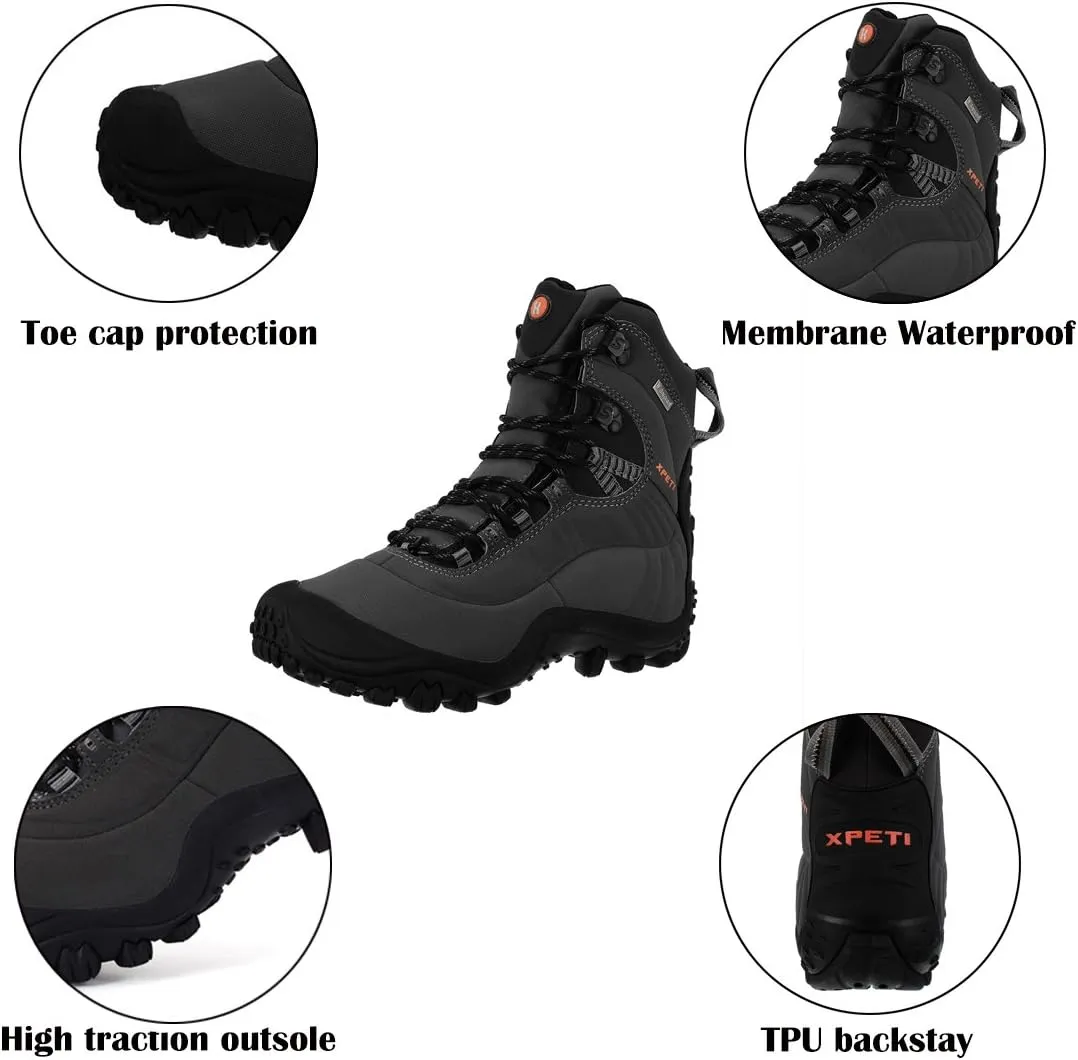 XPETI Mens Thermator Mid-Rise Lightweight Hiking Insulated Non-Slip Outdoor Boots