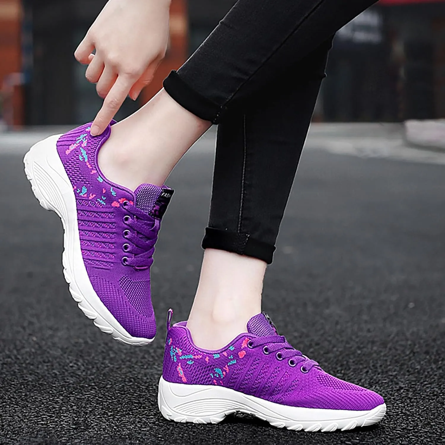 ZSpzx Comfy Sneakers for Women Arch Support Breathable Mesh Knit Air Cushioned Walking Casual Shoes Non Slip Jogging Tennis Sneaker Plantar Fasciitis Sneaker Fashionable Mesh Ladies Footwear