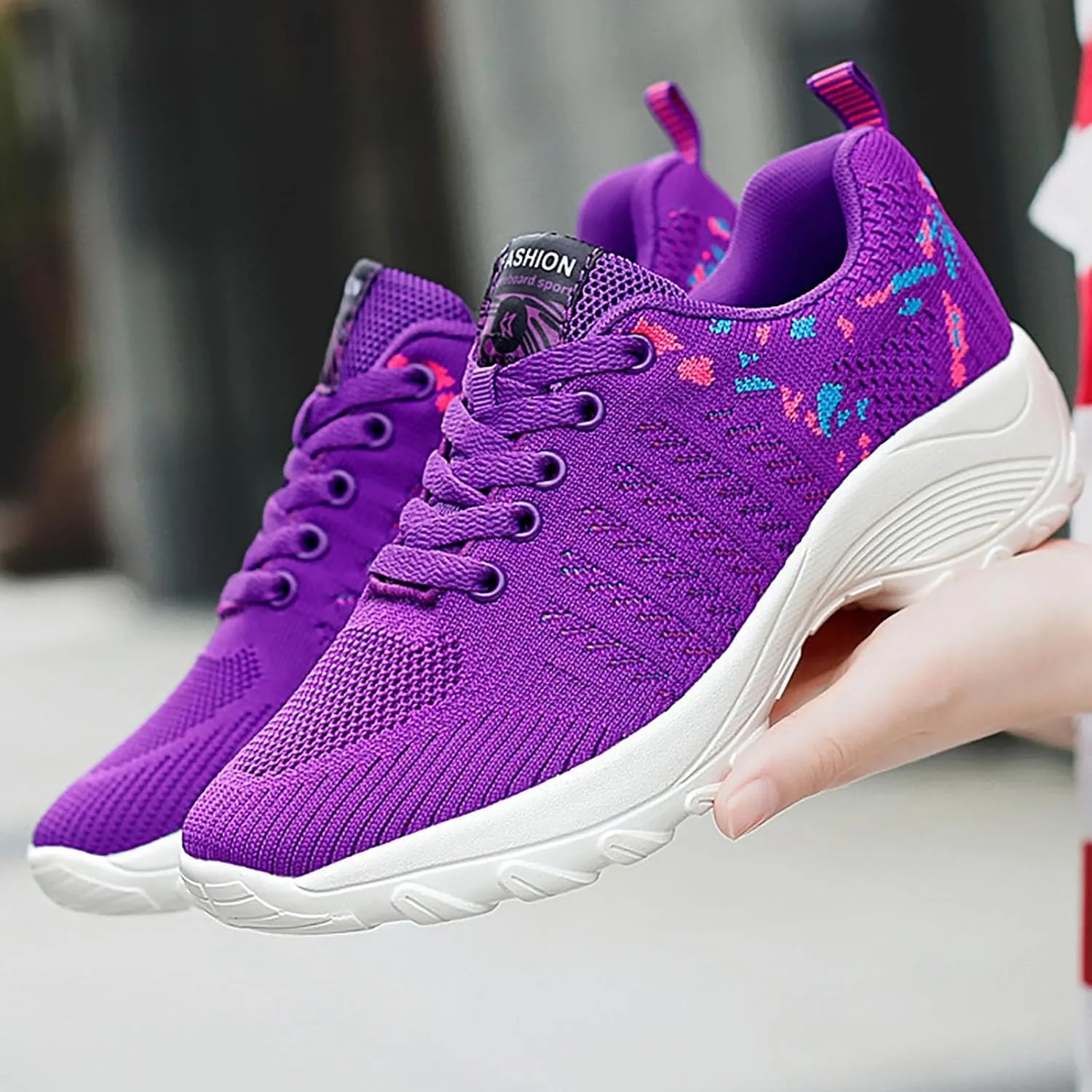 ZSpzx Comfy Sneakers for Women Arch Support Breathable Mesh Knit Air Cushioned Walking Casual Shoes Non Slip Jogging Tennis Sneaker Plantar Fasciitis Sneaker Fashionable Mesh Ladies Footwear