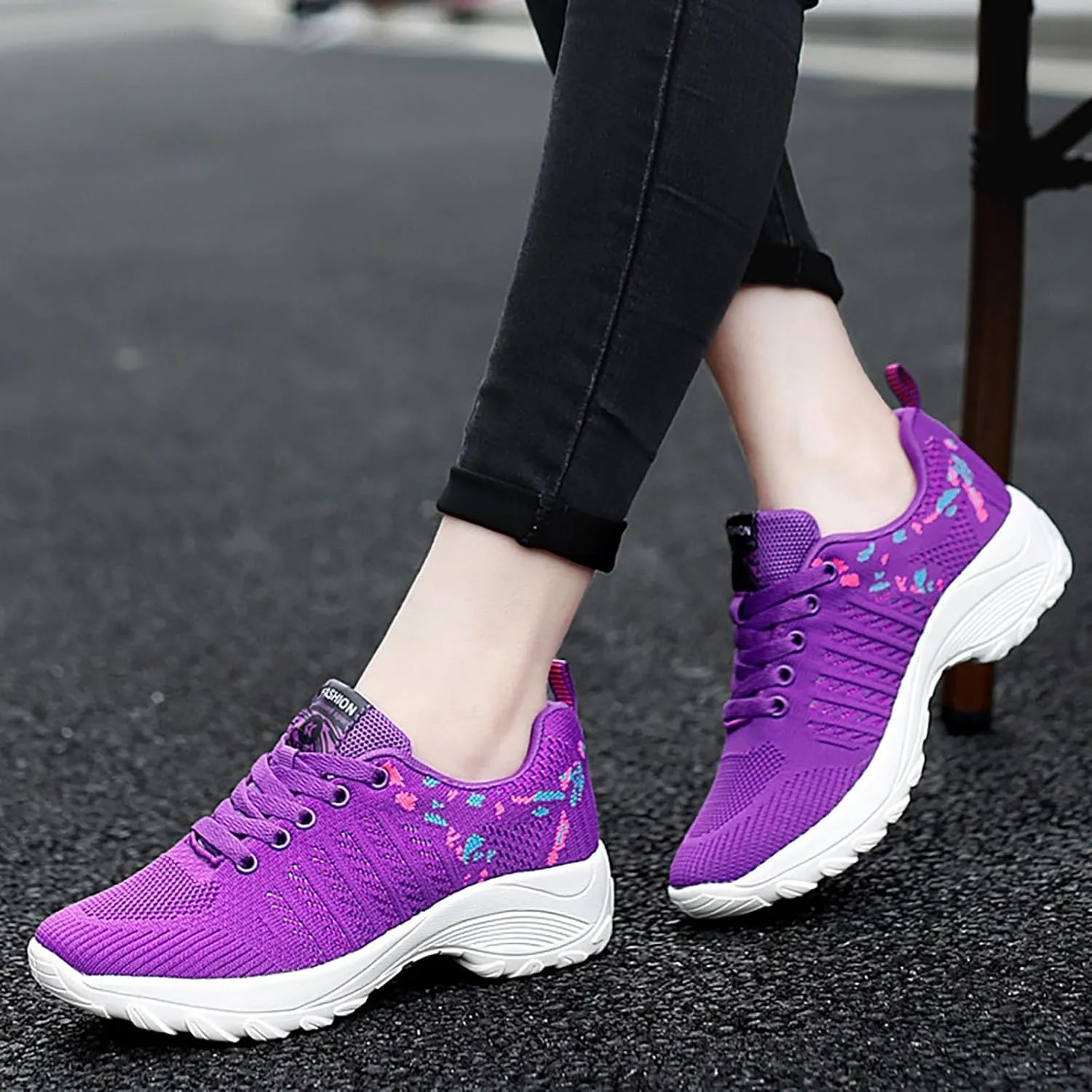 ZSpzx Comfy Sneakers for Women Arch Support Breathable Mesh Knit Air Cushioned Walking Casual Shoes Non Slip Jogging Tennis Sneaker Plantar Fasciitis Sneaker Fashionable Mesh Ladies Footwear